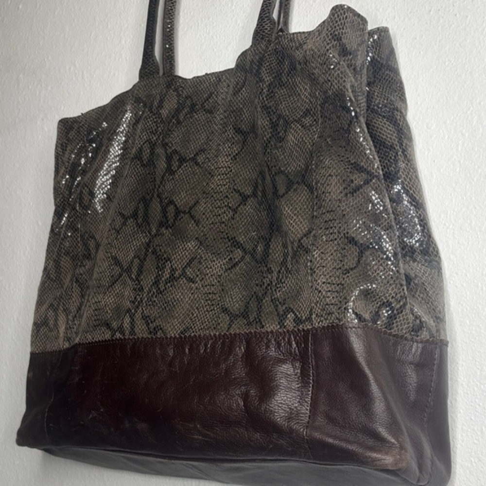 Margot snakeskin and leather tote